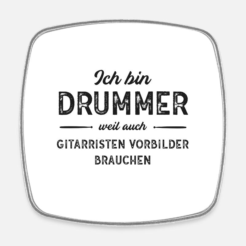Ich bin Drummer... (sw) - Viereckiger Kühlschrankmagnet - Weiß