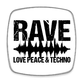 Rave Love Peace Techno Musique - Magnet carré - blanc - Devant