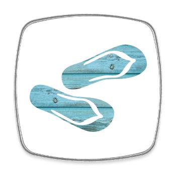 Latschen Flip Flops Urlaub Holz Bretter cool - Viereckiger Kühlschrankmagnet - Weiß - Vorne