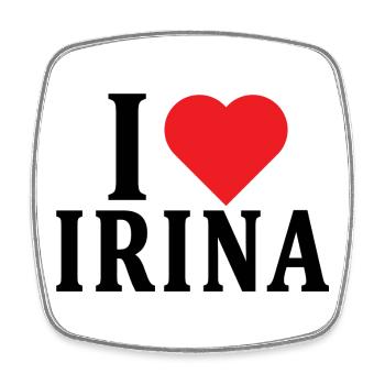 t-shirt J’aime Irina idée cadeau t-shirt - Magnet carré - blanc - Devant