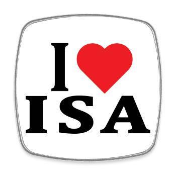 t-shirt I love Isa t-shirt gift idea - Square fridge magnet - white - Front