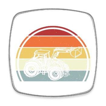 Tractor - Square fridge magnet - white - Front