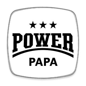 Power Papa (Papi, Vater, Vati, Vatertag / Black) - Viereckiger Kühlschrankmagnet - Weiß - Vorne