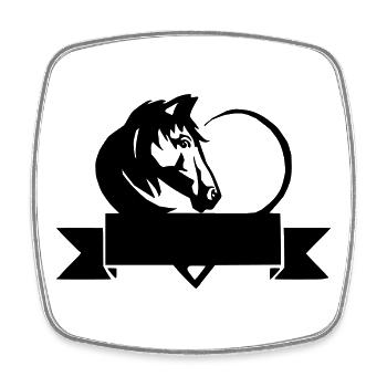 Nom du cheval Chemise Nom du cheval Cavalier Cheval - Magnet carré - blanc - Devant
