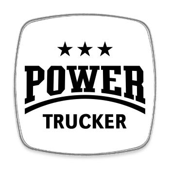 Power Trucker (chauffeur de camion / chauffeur de camion / noir) - Magnet carré - blanc - Devant