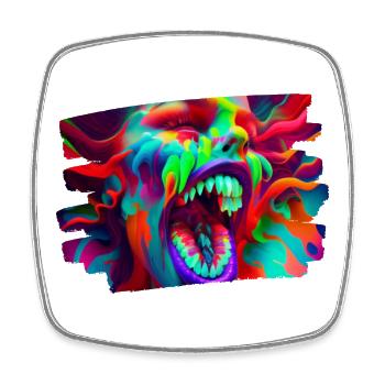 kunst kreativ lustig horror monster techno party - Viereckiger Kühlschrankmagnet - Weiß - Vorne