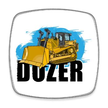 Bulldozer ou bulldozer - Magnet carré - blanc - Devant