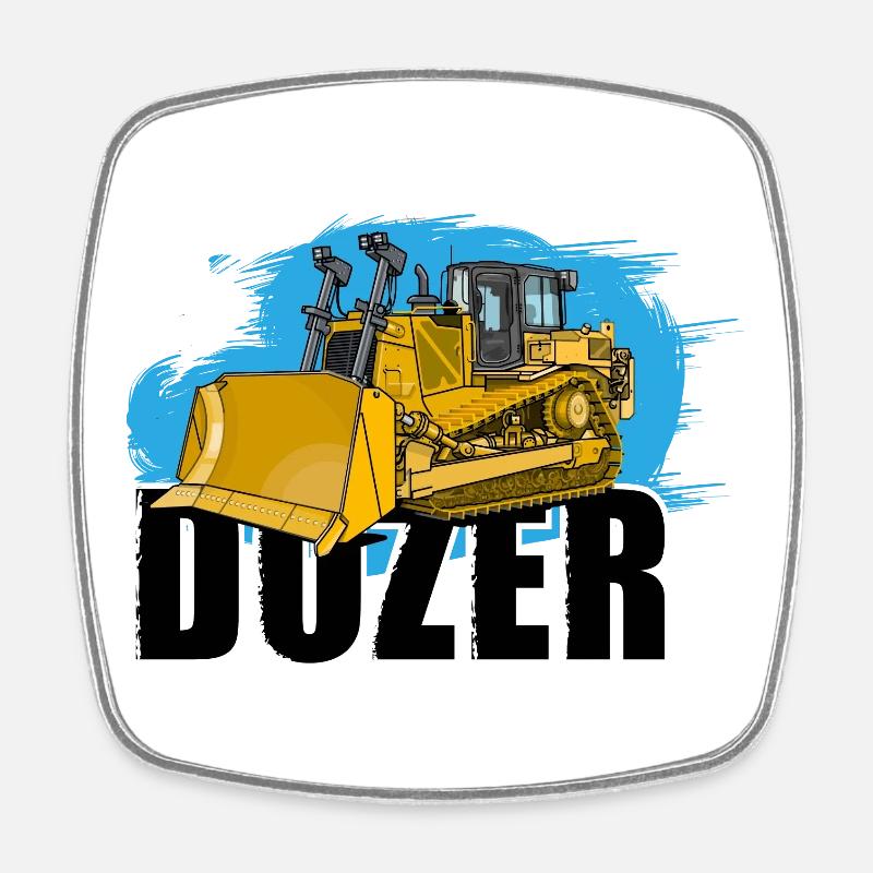 Bulldozer or bulldozer - Square fridge magnet - white