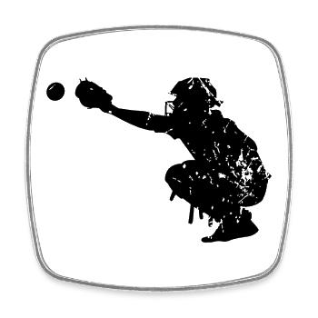 Base-ball - Magnet carré - blanc - Devant