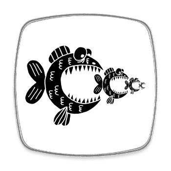 Black fish and the food chain - Square fridge magnet - white - Front