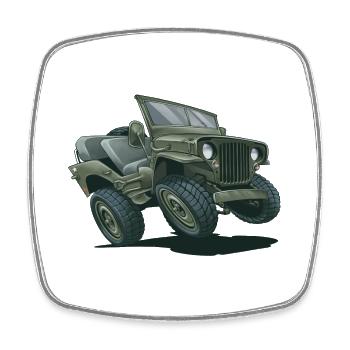 Willys MB Offroader 4x4 Millitary Oldtimer Us Army - Viereckiger Kühlschrankmagnet - Weiß - Vorne