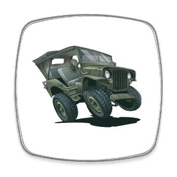 Willys MB Offroader 4x4 ROOFTOP Oldtimer Us Army - Viereckiger Kühlschrankmagnet - Weiß - Vorne