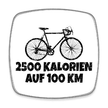 2500 Kalorien auf 100 km Rennrad (Vintage Schwarz) - Viereckiger Kühlschrankmagnet - Weiß - Vorne