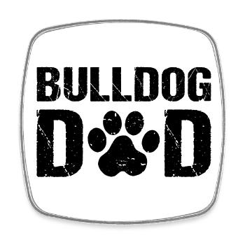 Bulldog Papa Bulldogs - Magnet carré - blanc - Devant