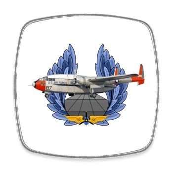 C-119 Flying Boxcar - Viereckiger Kühlschrankmagnet - Weiß - Vorne