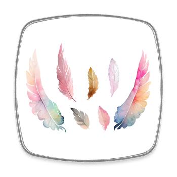 Farbiges Aquarellgefieder - Viereckiger Kühlschrankmagnet - Weiß - Vorne