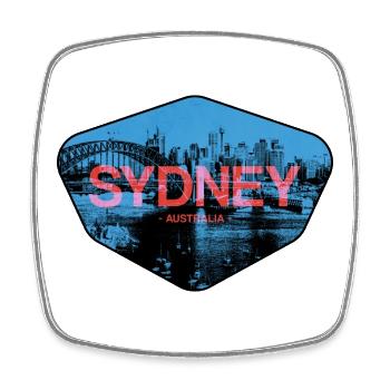 Sydney Skyline Neon - Viereckiger Kühlschrankmagnet - Weiß - Vorne