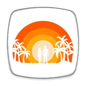 Summer Sunset Palm Tree Beach Ocean Paradise Love - Square fridge magnet - white - Front
