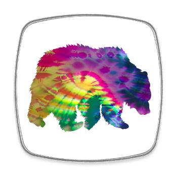 Bär Silhouette Tie Dye Batik Muster - Viereckiger Kühlschrankmagnet - Weiß - Vorne