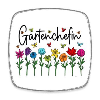 Garten Chefin Blumen Gartenarbeit Gartenchefin - Viereckiger Kühlschrankmagnet - Weiß - Vorne