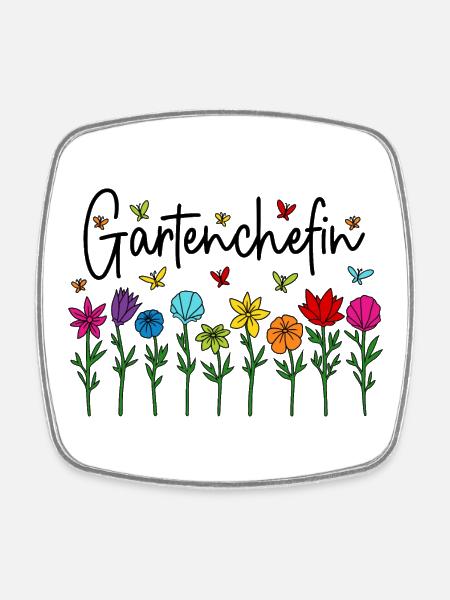 Garten Chefin Blumen Gartenarbeit Gartenchefin - Viereckiger Kühlschrankmagnet - Weiß