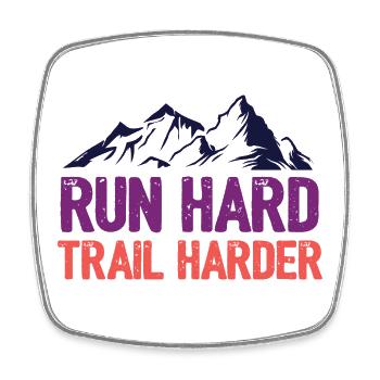 Run Hard. Trail Harder. - Square fridge magnet - white - Front