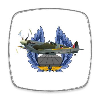Spitfire - Viereckiger Kühlschrankmagnet - Weiß - Vorne