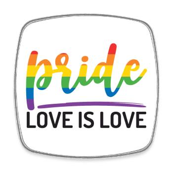 LGBTQ+ Pride. Love is Love. - Square fridge magnet - white - Front