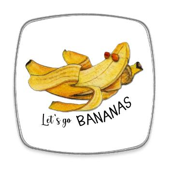 Let’s go bananes aquarelle citation drôle - Magnet carré - blanc - Devant