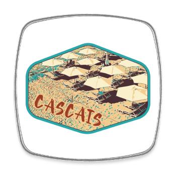 Blick auf den Strand von Cascais in Portugal - Viereckiger Kühlschrankmagnet - Weiß - Vorne