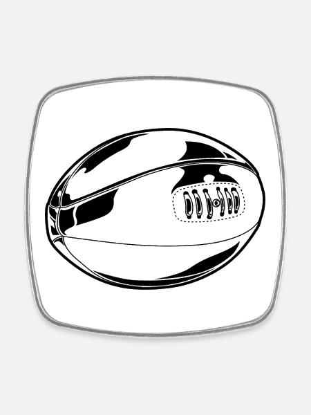 Croquis de ballon de rugby - Magnet carré - blanc
