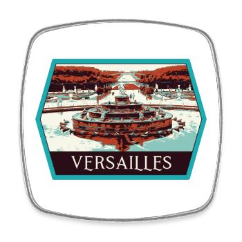 Vue Jardin Château Versailles : Élégance Royale - Magnet carré - blanc - Devant