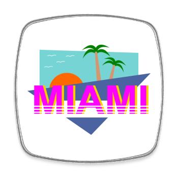 Miami Retro - Viereckiger Kühlschrankmagnet - Weiß - Vorne
