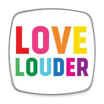 LGBTQ-Pride-Monat - Love Louder - Viereckiger Kühlschrankmagnet - Weiß - Vorne