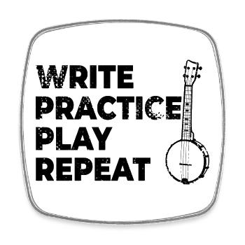 Motivating banjo saying - Square fridge magnet - white - Front