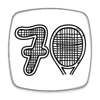 Tennis - Joyeux anniversaire 70 - Magnet carré - blanc - Devant