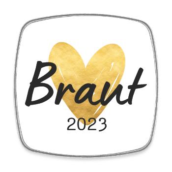 Braut 2023 goldenes Herz - Viereckiger Kühlschrankmagnet - Weiß - Vorne