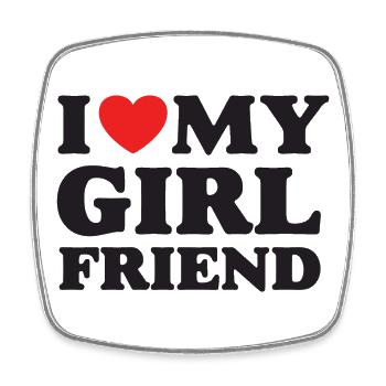 I Love My Girlfriend - Square fridge magnet - white - Front