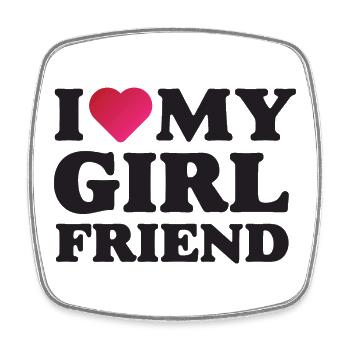 I Love My Girlfriend - Square fridge magnet - white - Front