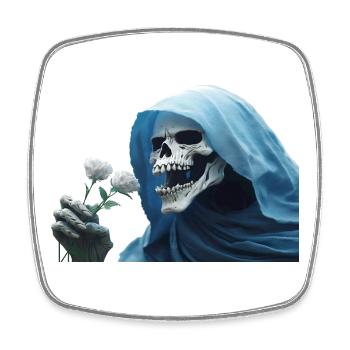 Weiße Rose Für Den Reaper Totenkopf Skull Umhang - Viereckiger Kühlschrankmagnet - Weiß - Vorne
