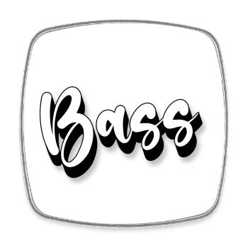 Bass - Viereckiger Kühlschrankmagnet - Weiß - Vorne
