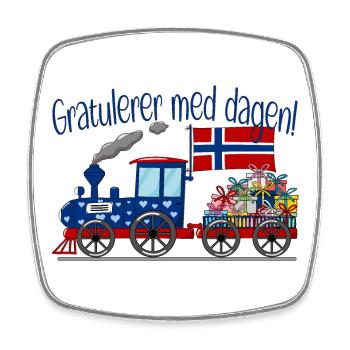 Gratulerer med dagen Norwegen Geschenke Eisenbahn - Viereckiger Kühlschrankmagnet - Weiß - Vorne