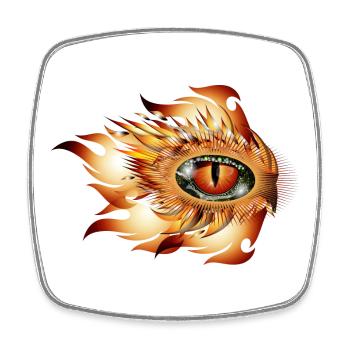 magisches Auge eines Drachen im Flammen Tattoo - Viereckiger Kühlschrankmagnet - Weiß - Vorne