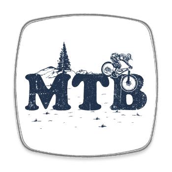 MTB Trail Silhouette - Viereckiger Kühlschrankmagnet - Weiß - Vorne