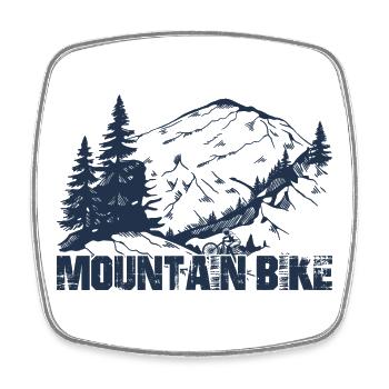 Mountainbike Summit Silhouette - Viereckiger Kühlschrankmagnet - Weiß - Vorne