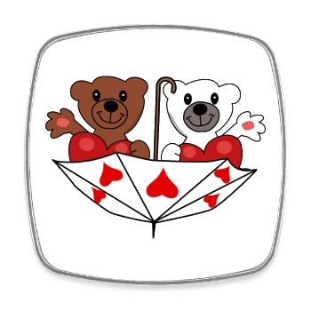 Bears, Bear, Teddy Bear, Love Hearts, Valentine, Romance - Square fridge magnet - white - Front