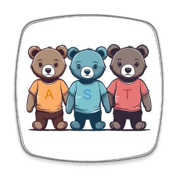 Die drei Kuschel Teddys - Viereckiger Kühlschrankmagnet - Weiß - Vorne