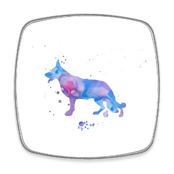 Aquarelle Licorne Look Berger Allemand - Magnet carré - blanc - Devant