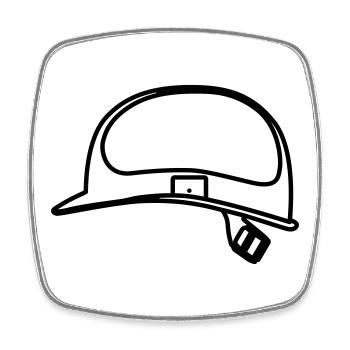 Helm Bauarbeiter Umriss Smybol - Viereckiger Kühlschrankmagnet - Weiß - Vorne