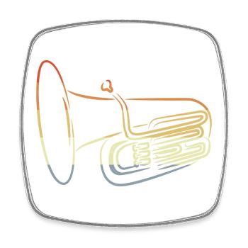 Dessin de Tuba Vintage - Magnet carré - blanc - Devant
